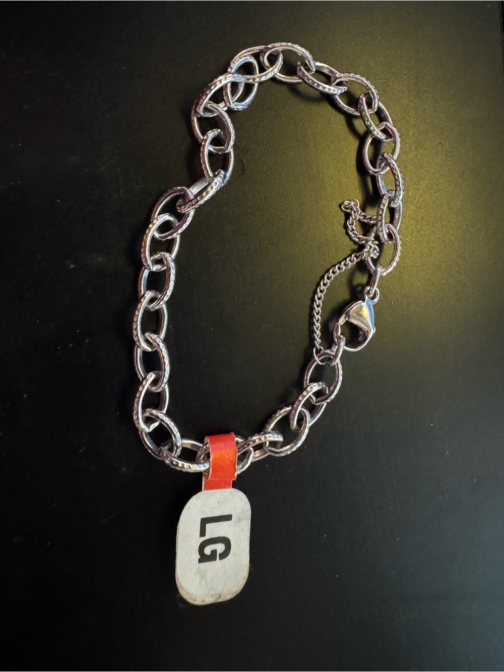 James Avery Sterling Silver Textured Oval Charm Bracelet Large New $86 Retail